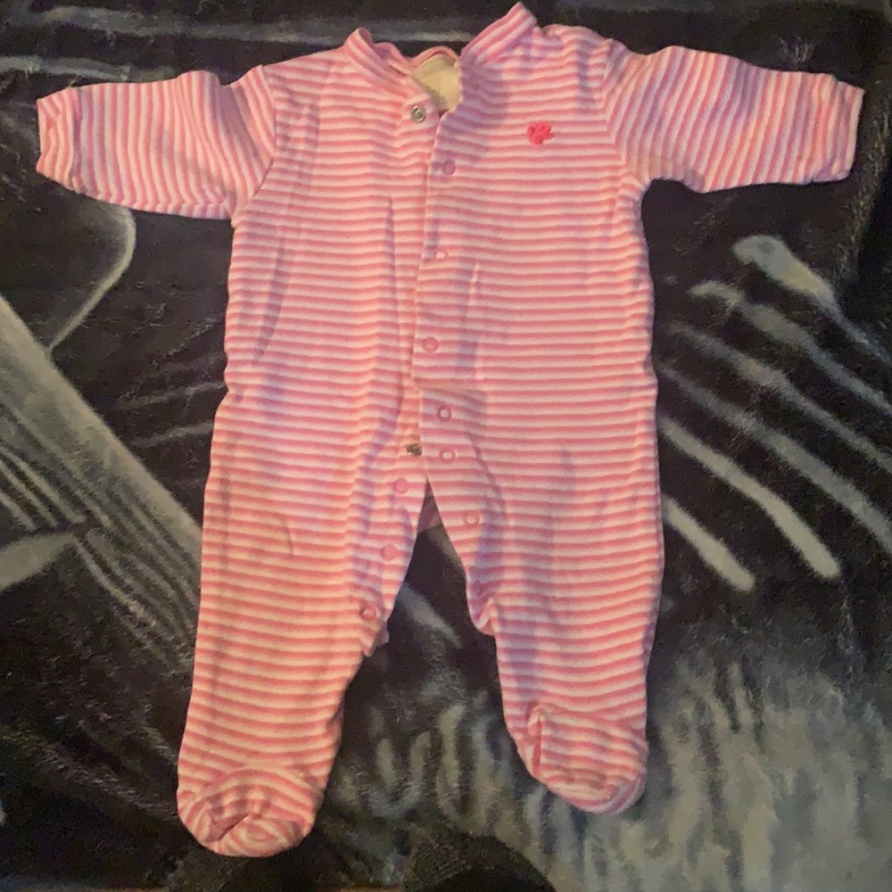 Pink and white Cherokee onesie. Size 3months. Button up.